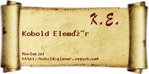 Kobold Elemér névjegykártya